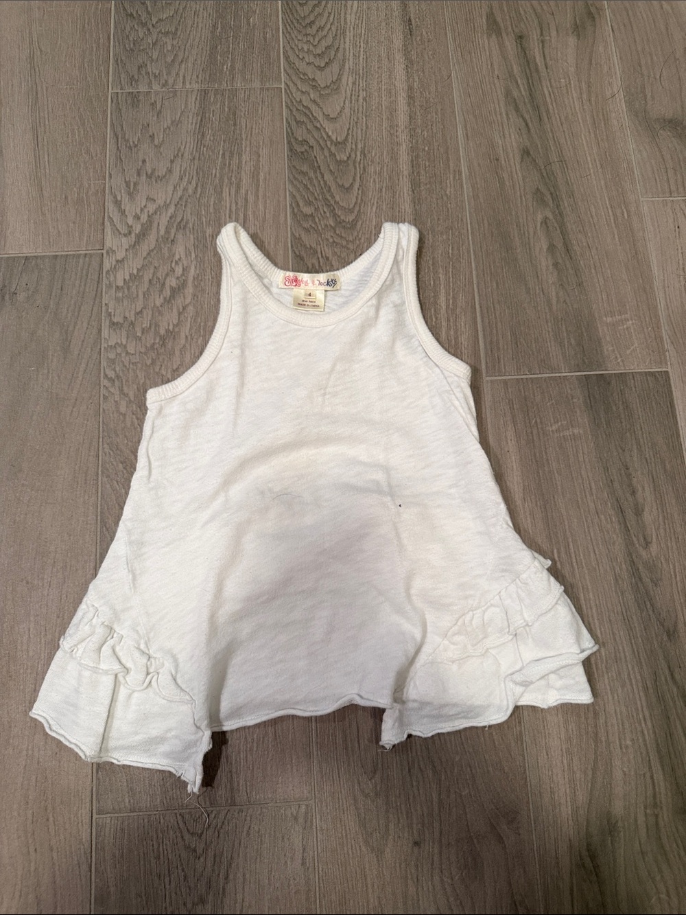 Ragdoll & Rockets Girls White Ruffle Hem Tank Top Size 4